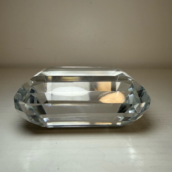 Tiffany & Co Crystal Faceted Emerald Cut Paperweight